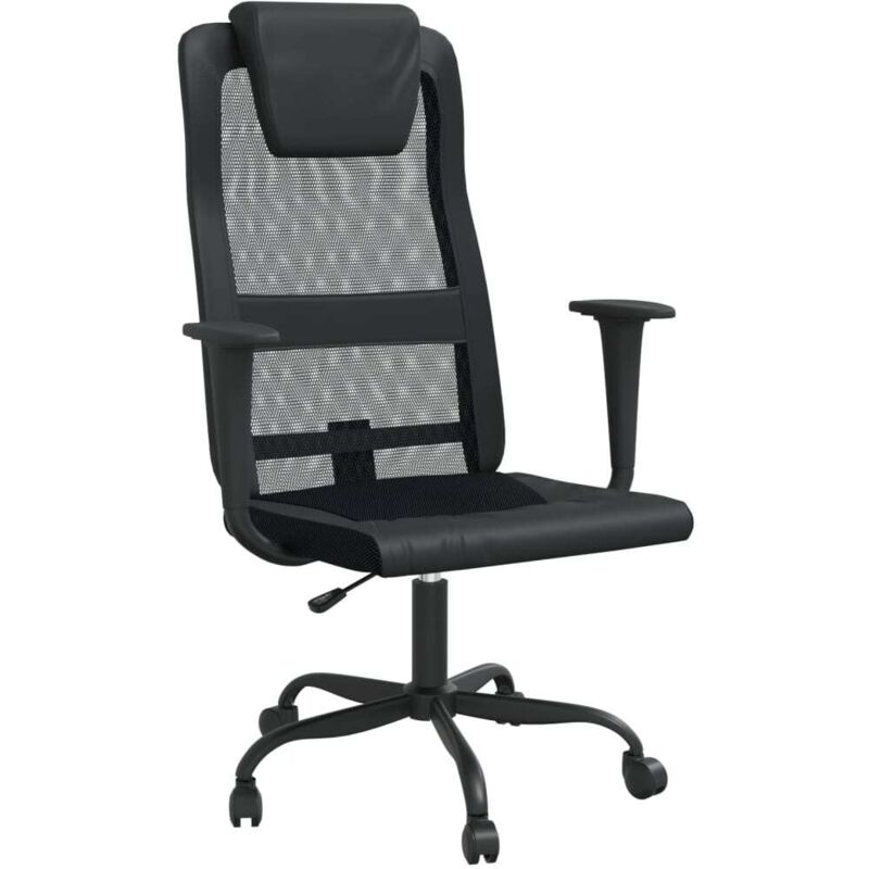 Office Chair Black Mesh Fabric and Faux Leather vidaXL