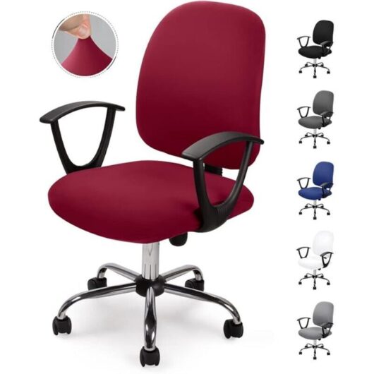 Office Chair Cover (Red, 2-Pack), Removable Chair Cover, Universal Modern Minimalist Style, Swivel Office Chair Cover, Chair Cover Not Included