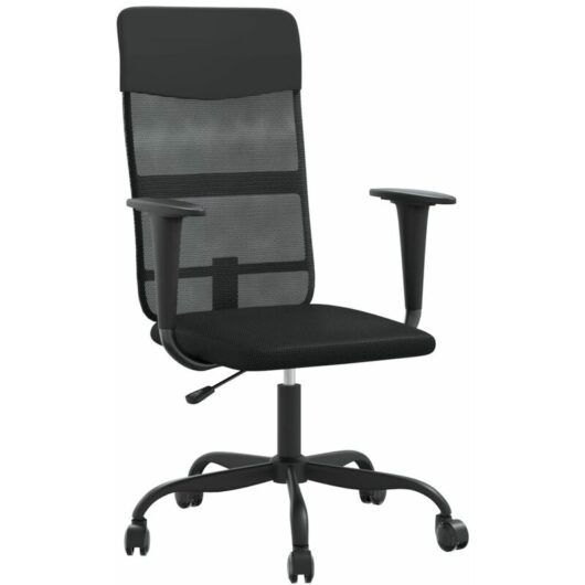 Office Chair Height Adjustable Black Mesh Fabric and Faux Leather vidaXL