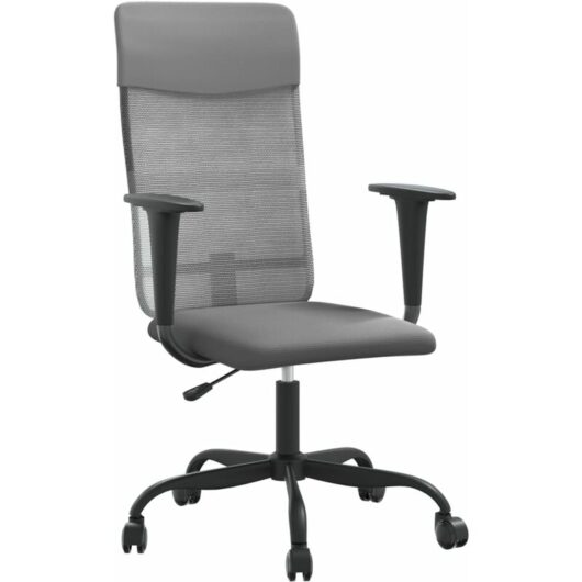 Office Chair Height Adjustable Grey Mesh Fabric and Faux Leather vidaXL