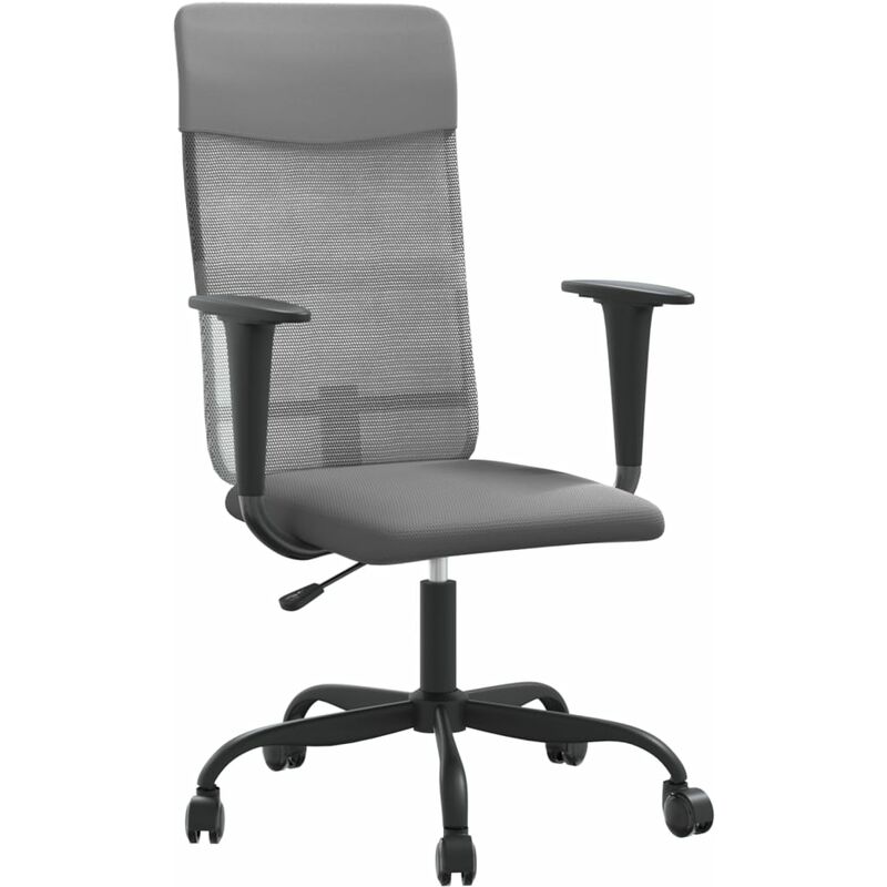 Office Chair Height Adjustable Grey Mesh Fabric and Faux Leather vidaXL