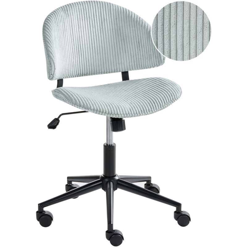 Office Chair Light Blue Corduroy Seat and Backrest Swivel Desk Computer Adjustable Height Modern Home Office KIANA