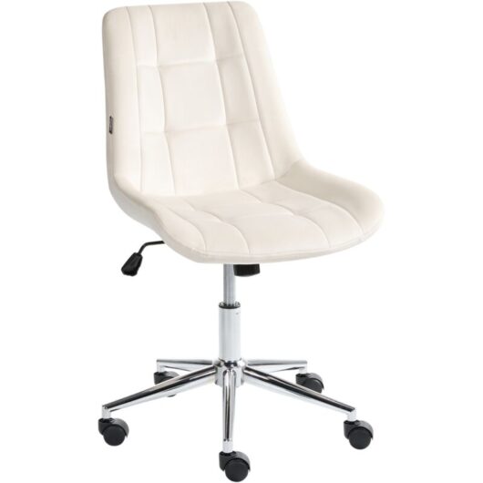 Office Chair Off-White Velvet Seat and Backrest Swivel Desk Computer Adjustable Height Modern Home Office MELROSE