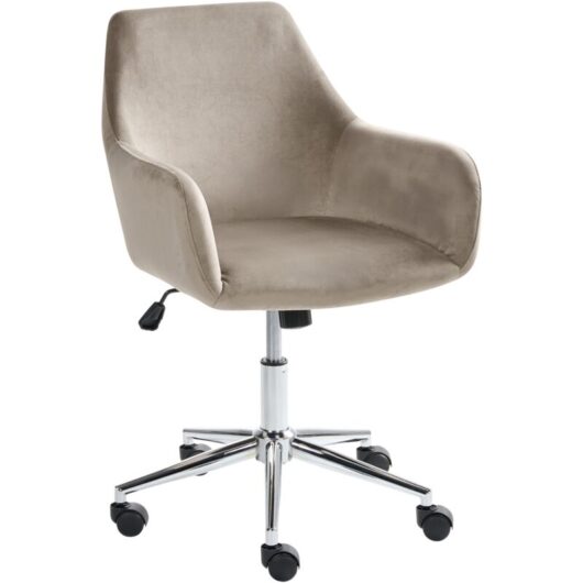 Office Chair Taupe Corduroy Seat and Backrest Swivel Desk Computer Adjustable Height Modern Home Office WELLSTON