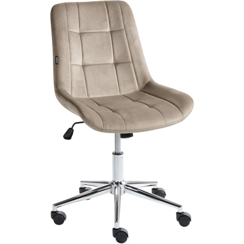 Office Chair Taupe Velvet Seat and Backrest Swivel Desk Computer Adjustable Height Modern Home Office MELROSE