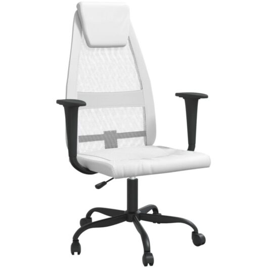 Office Chair White Mesh Fabric and Faux Leather vidaXL