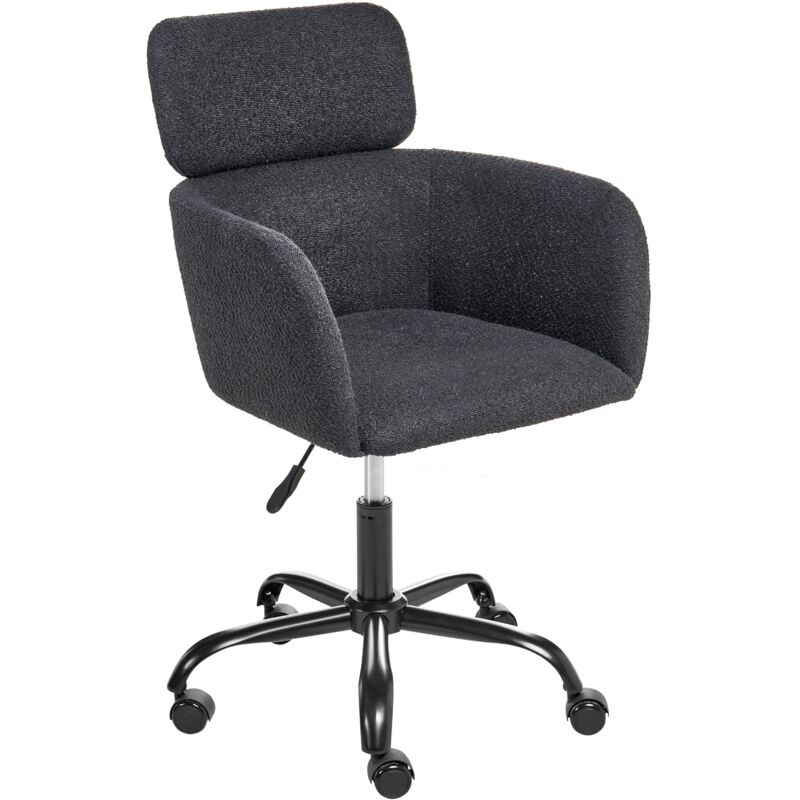 Office Swivel Chair Black Boucle Height Adjustable ALENA