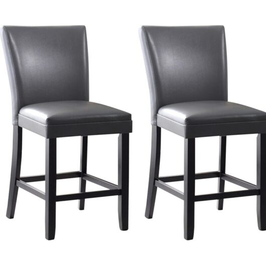 PADMA HOUSE Counter Bar Stools, Solid Wood Bar Chairs, Holds Up to 250 Lbs, 40"H Dinning Chairs with Waterproof Surface, Fuax Leather, Upholstered