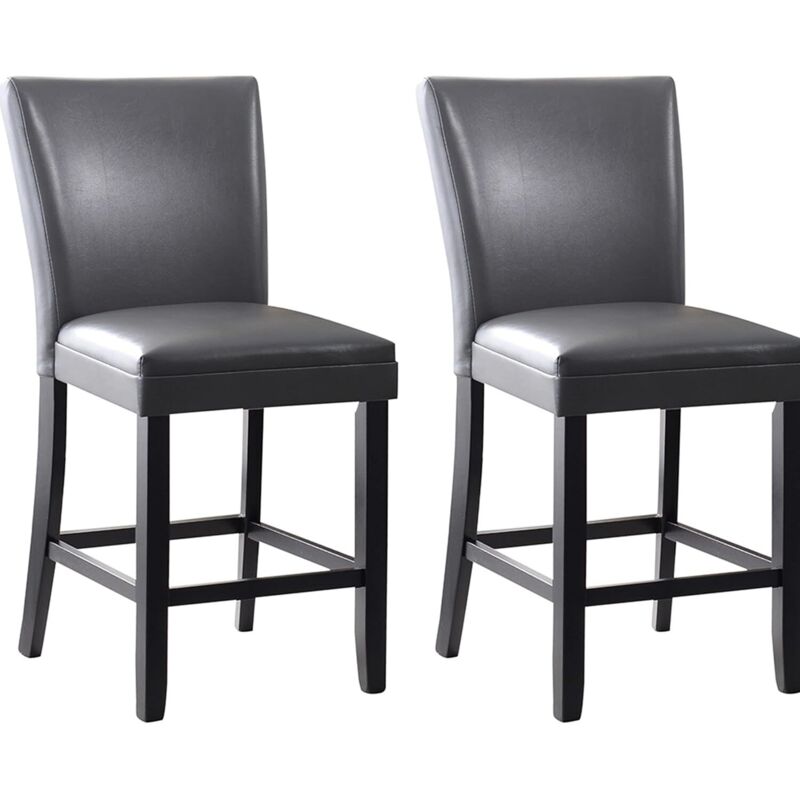 PADMA HOUSE Counter Bar Stools, Solid Wood Bar Chairs, Holds Up to 250 Lbs, 40"H Dinning Chairs with Waterproof Surface, Fuax Leather, Upholstered