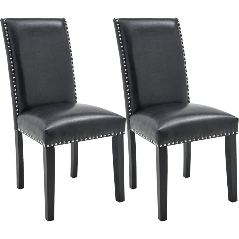 PADMA HOUSE Set of 2 Dining Room Chairs, Padded Seat, Kitchen Chairs, Upholstered Chairs with High Backrest, Solid Wood Legs, L 66 x W 47 x H 99 cm