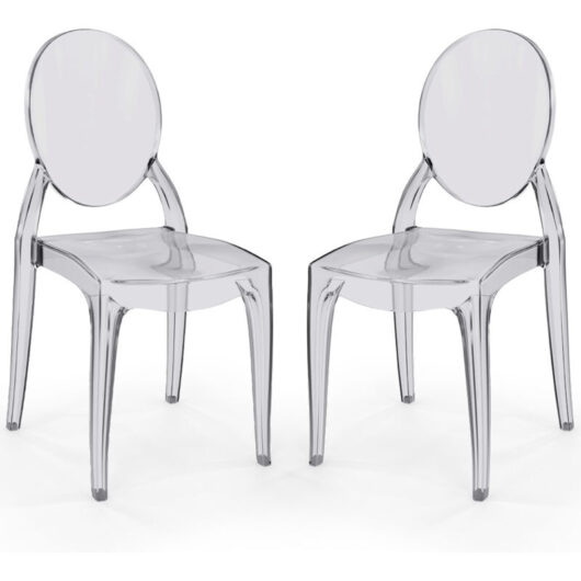Pack of 2 Dining Chairs Transparent - Estilo Victoria Grey transparent