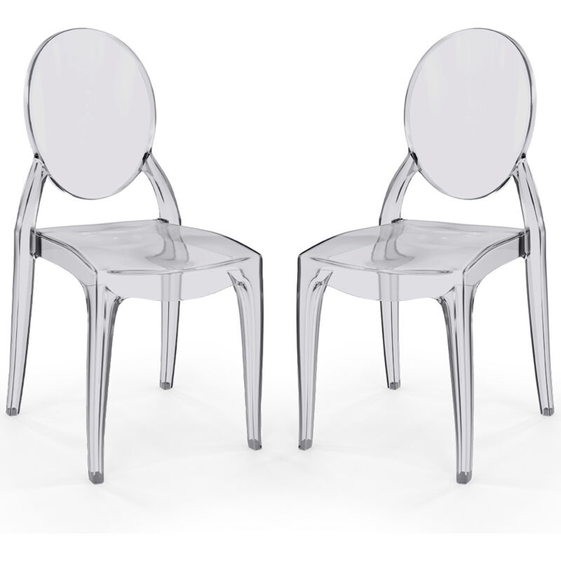 Pack of 2 Dining Chairs Transparent - Estilo Victoria Grey transparent