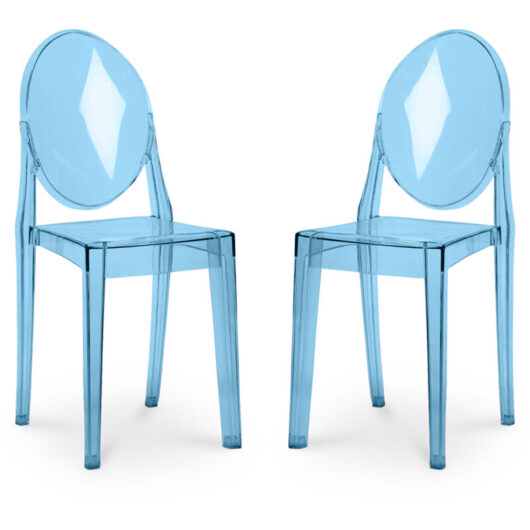 Pack of 2 Transparent Dining Chairs - Victoria Queen Blue transparent