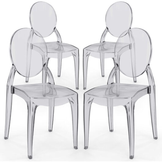 Pack of 4 Dining Chairs Transparent - Estilo Victoria Grey transparent