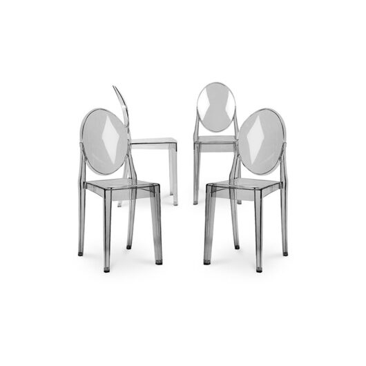 Pack of 4 Dining Chairs Transparent - Victoria Queen Grey transparent