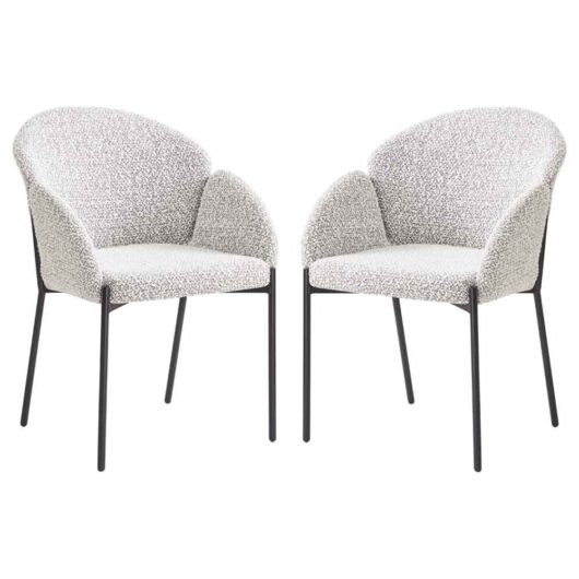 Pasadena Fabric Dining Chair In Pair - Ivory/Taupe