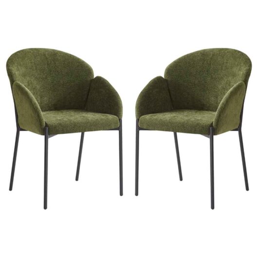 Pasadena Fabric Dining Chair In Pair - Olive