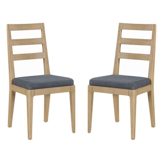 Petaluma Wooden Dining Chairs With Fabric Seat In Pair - Oak