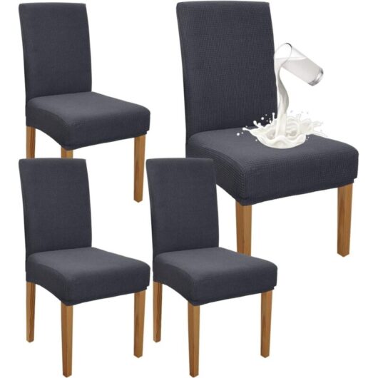 Premium Waterproof Dining Room Chair Covers, Set of 4, Stretch High Back Chair Slipcovers for Dining Room, Removable Chair Protectors for Banquets,