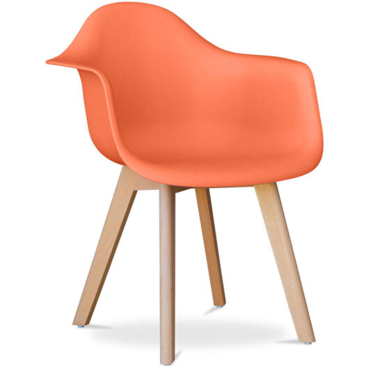 Privatefloor - Dining Chair with Armrests - Scandinavian Style - Dominic Orange