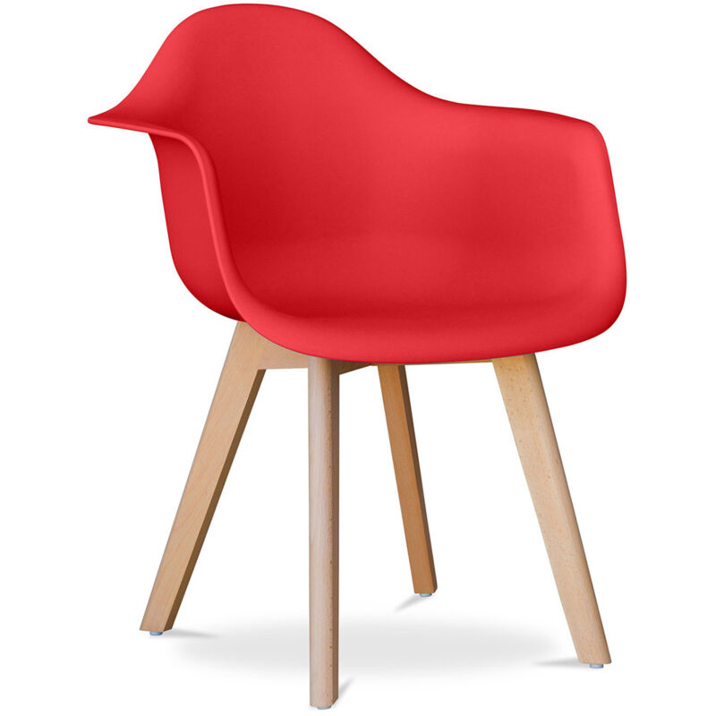 Privatefloor - Dining Chair with Armrests - Scandinavian Style - Dominic Red