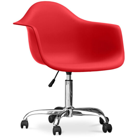 Privatefloor - Office Chair with Armrests - Desk Chair with Castors - Weston Red