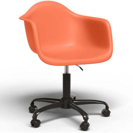 Privatefloor - Office Chair with Armrests - Desk Chair with Wheels - Weston Black Frame Orange