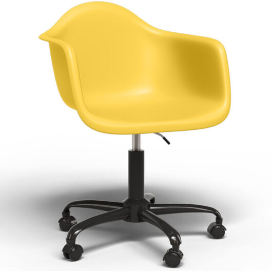 Privatefloor - Office Chair with Armrests - Desk Chair with Wheels - Weston Black Frame Yellow