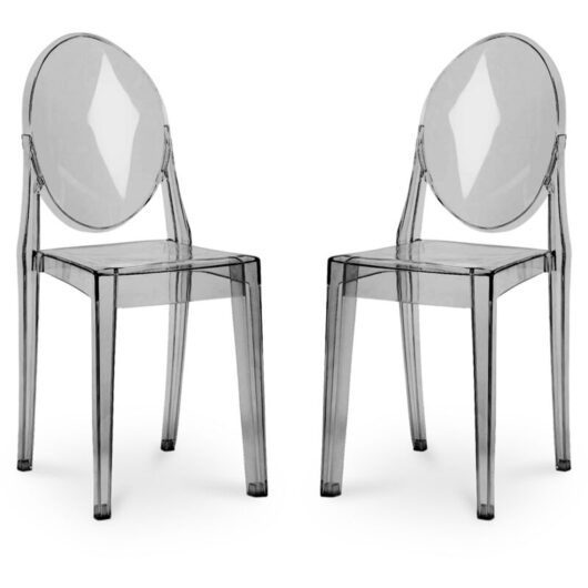 Privatefloor - Pack of 2 Transparent Dining Chairs - Victoria Queen Grey transparent