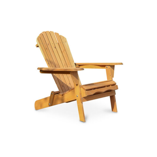 Privatefloor - Wooden Outdoor Chair with Armrests - Adirondack Garden Chair - Adirondack Natural wood