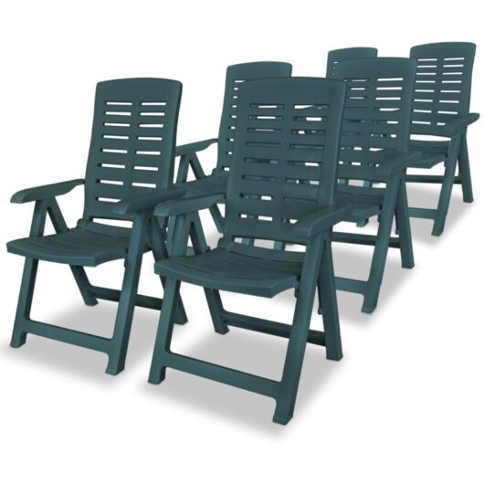 Reclining Garden Chairs 6 pcs Plastic Green vidaXL