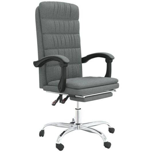 Reclining Office Chair Dark Grey Fabric vidaXL