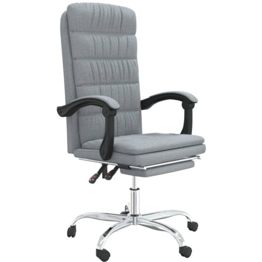 Reclining Office Chair Light Grey Fabric vidaXL