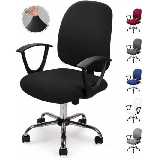 Removable office chair cover, universal, modern and sleek style, cover for swivel chair (black, 1 unit)