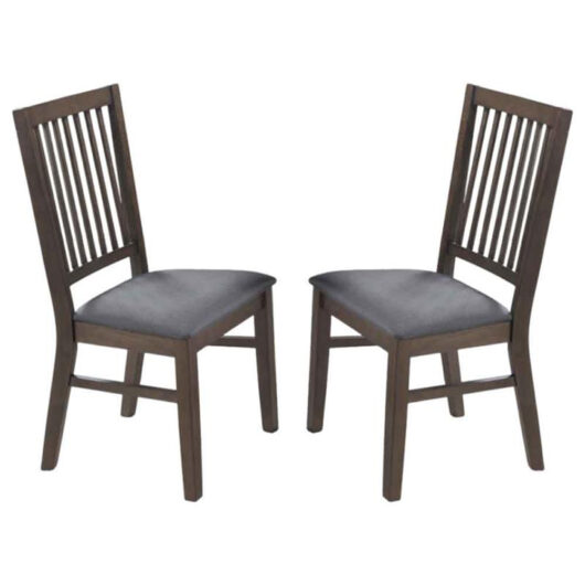 Rochelle Dark Oak Wooden Dining Chairs With Fabric Seat - Pair