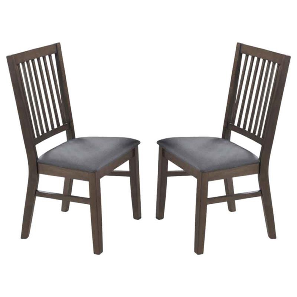 Rochelle Dark Oak Wooden Dining Chairs With Fabric Seat - Pair