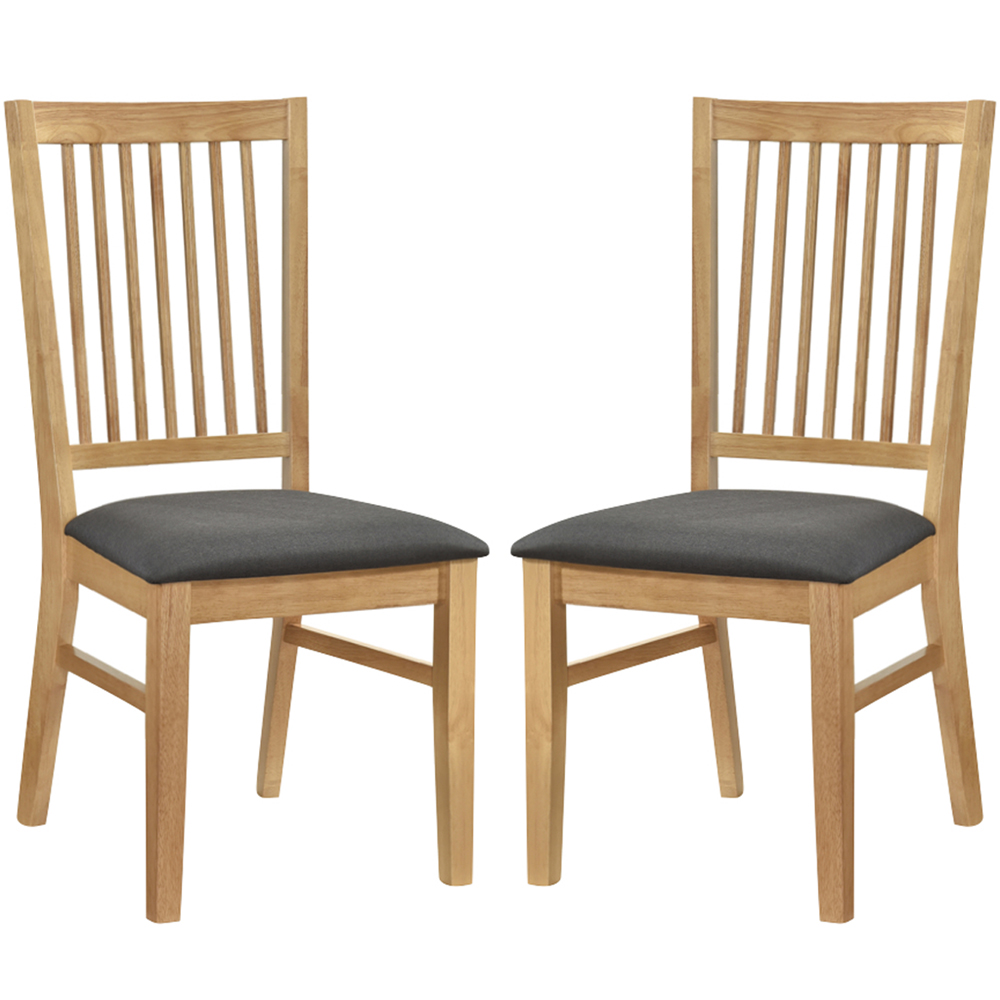 Rochelle Light Oak Wooden Dining Chairs With Fabric Seat - Pair