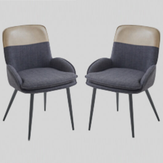 Rolla Dark Grey And Beige Fabric Dining Chairs - Pair