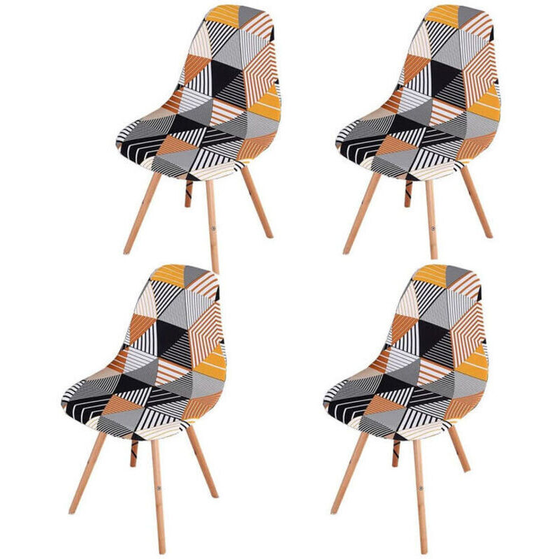 Scandinavian Chair Covers Set of 4, Stretchable Dining Chair Covers, Universal Armless Chair Covers for Living Room, Kitchen, Home Decor