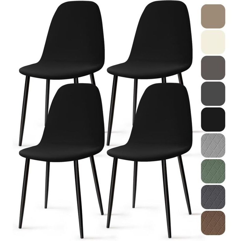 Scandinavian chair covers, set of 4, universal, washable and stretchable, for living room, kitchen and hotel (black, 4 pieces)