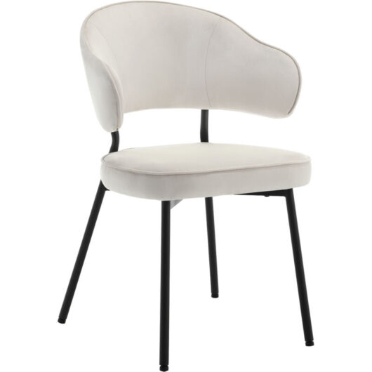 Set Of 1 Dining Chairs Velvet Seat Metal Legs Kitchen Lounge Living Room Chair Home Cream - Woltu