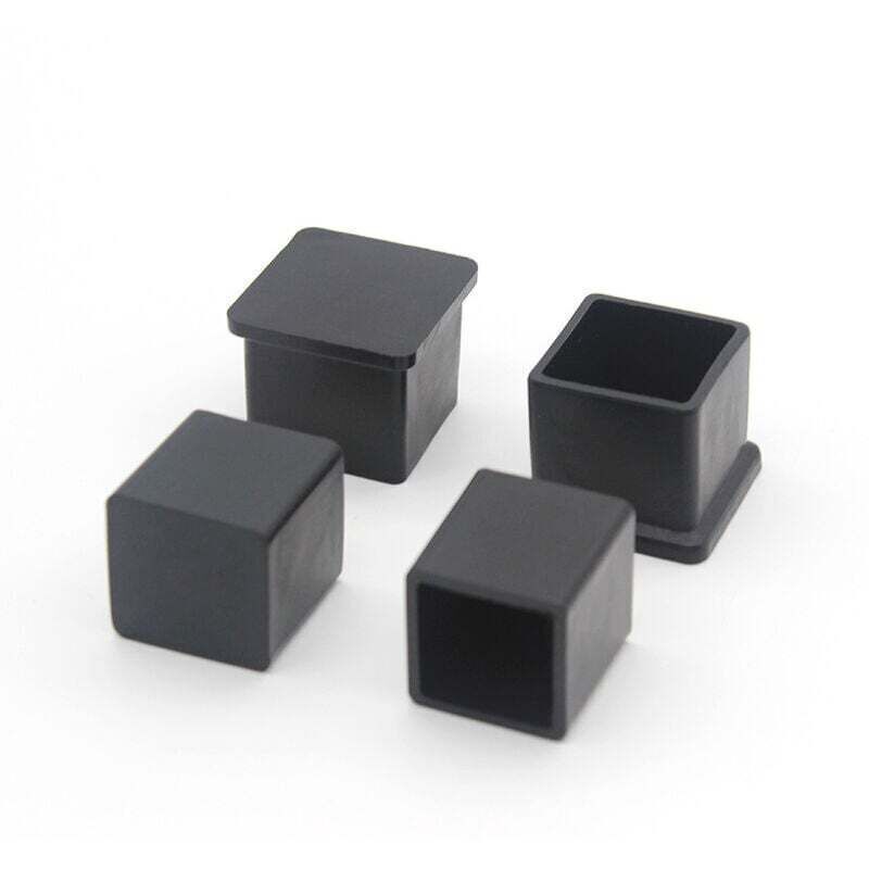 Set of 10 Square Non-Slip Rubber Chair Leg Caps, Furniture Table Floor Protectors, 20 x 20 mm, Black