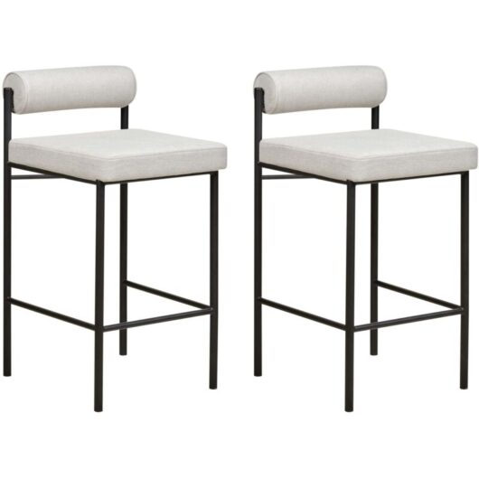 Set of 2 Bar Chairs AMAYA Light Grey