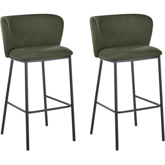 Set of 2 Bar Chairs MINA Dark Green