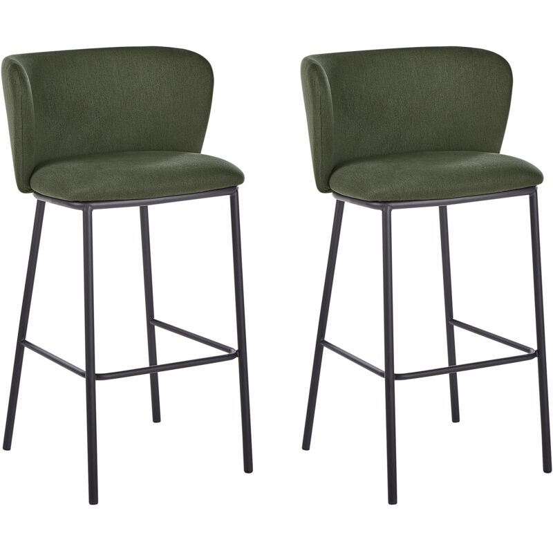 Set of 2 Bar Chairs MINA Dark Green