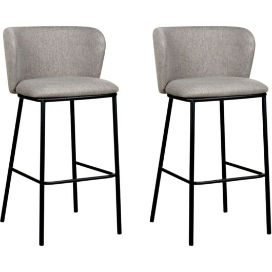 Set of 2 Bar Chairs MINA Grey