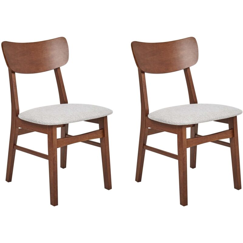 Set of 2 Dining Chairs ANOKA Wood Brown/ Grey
