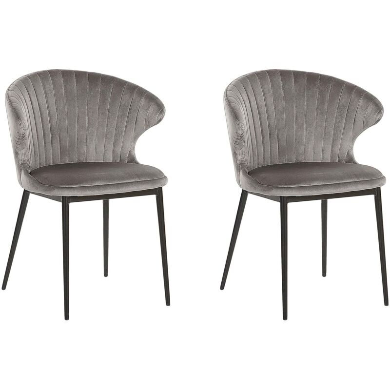 Set of 2 Dining Chairs AUGUSTA Velvet Grey