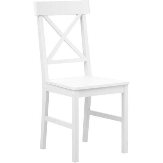 Set of 2 Dining Chairs Cottage Farmhouse Poplar Wood mdf White Barlee
