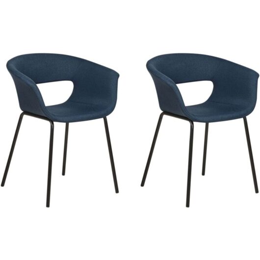 Set of 2 Dining Chairs ELMA Dark Blue